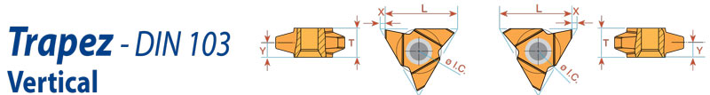 مشخصات و قیمت تراشکاری اینسرت رزوه زنی Trapez Vertical -DIN 103 شرکت C.P.T آلمان در سایزهای مختلف